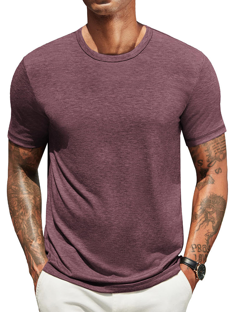 Herren Classic T-Shirt Rundhals - Zeitlos &amp; Atmungsaktiv - Weinrot