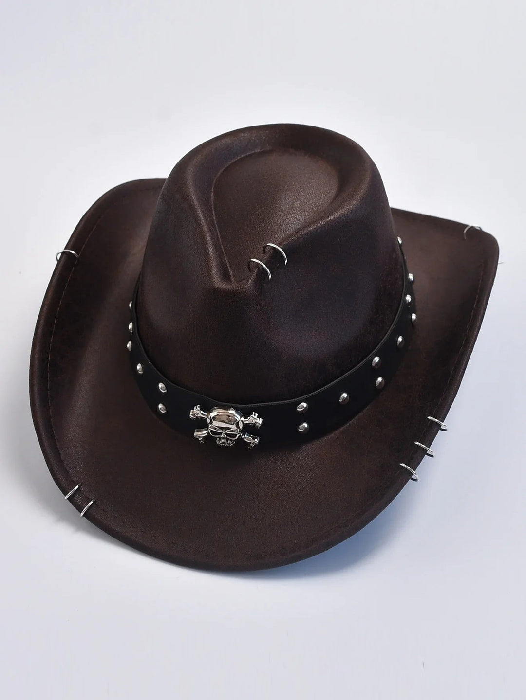 Herren Cowboy Hut mit Totenkopf-Nieten – Rocker Festival Style