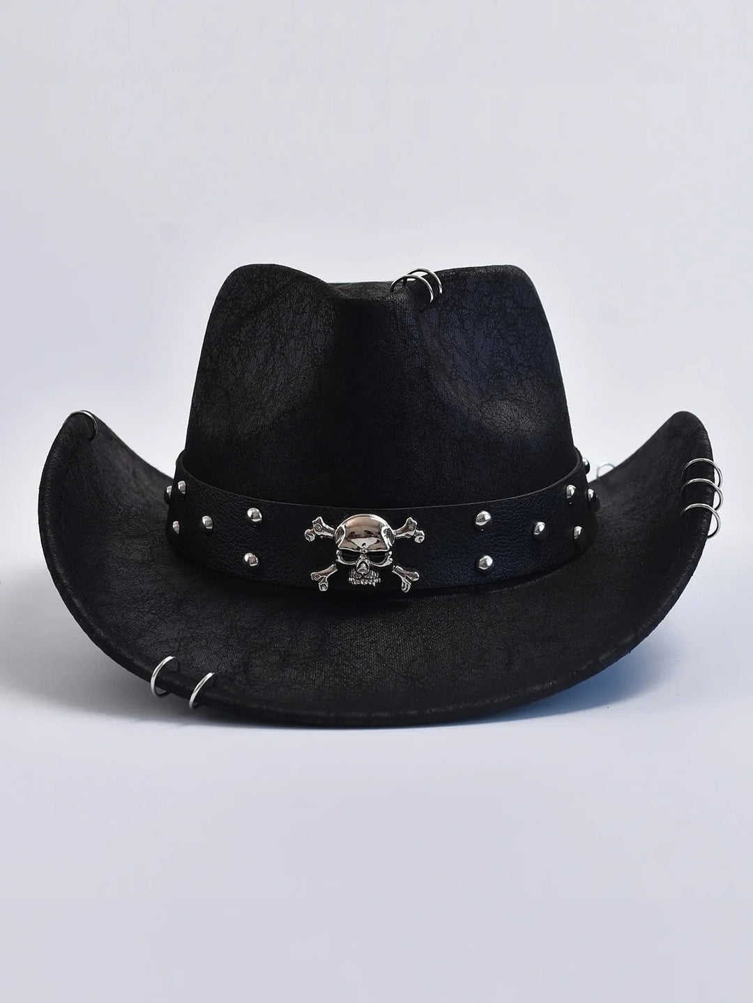 Herren Cowboy Hut mit Totenkopf-Nieten – Rocker Festival Style