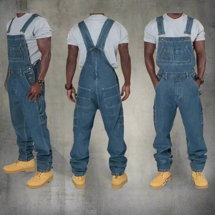 Herren Denim Overall - Gerade Schnitt &amp; Funktionale Taschen - Blau