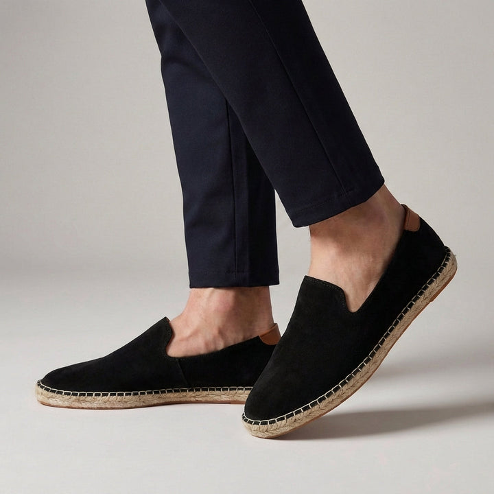 Herren Espadrilles Slip-On - Klassischer Sommerschuh - Schwarz