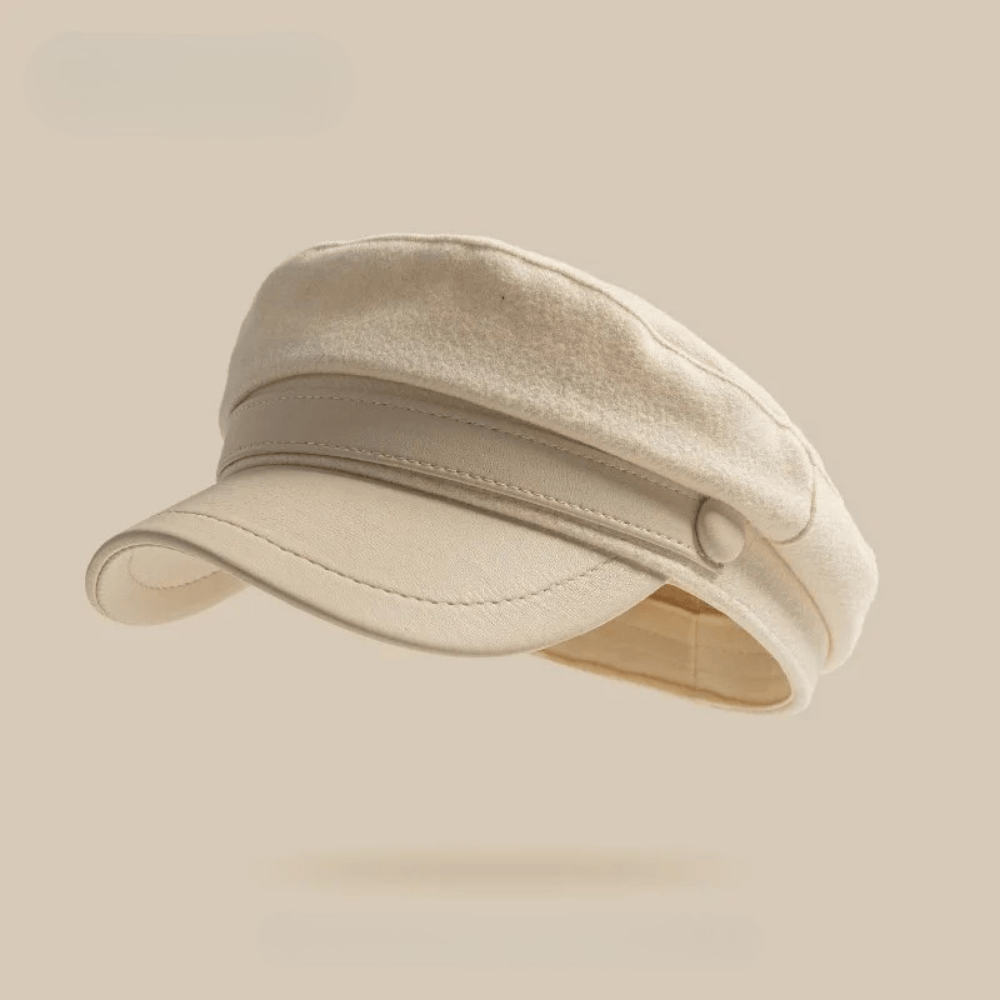 Herren Fischermütze aus Filz mit Lederschirm - Klassischer Küstenstil - Beige