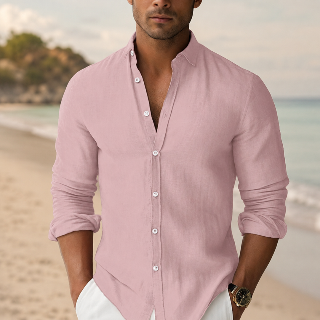 Herren Freizeit-Hemd Kurzarm - Entspannter Sommerstil - Rosa