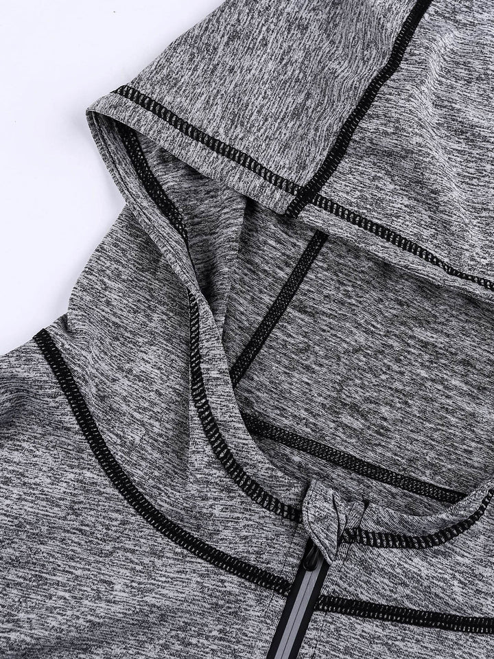 Herren Full-Zip Laufjacke mit Kapuze | Schnelltrocknend & Hohe Elastizität | Lange Ärmel