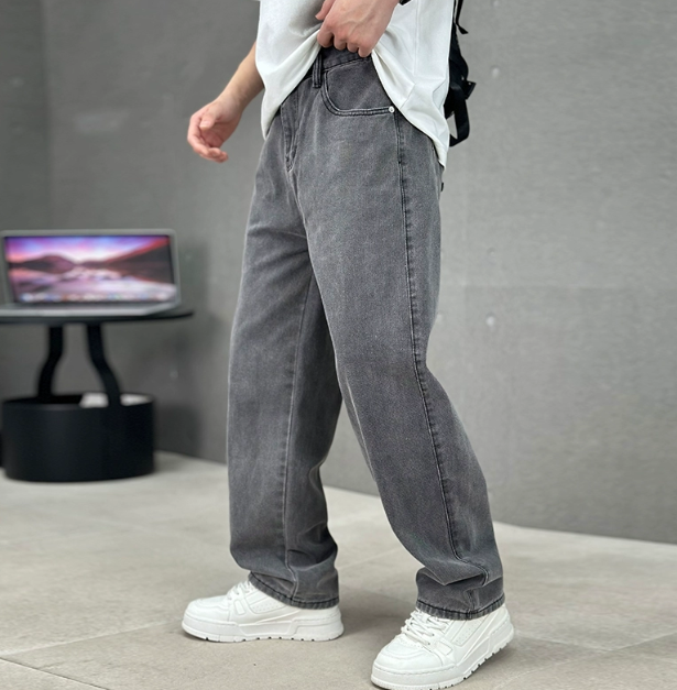 Herren Gerade Jeans - Klassischer Schnitt - Dunkelgrau