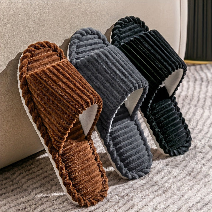 Herren Hausschuhe | Cordura Gestreift | Warm & Komfortabel | EVA Sohle | Für den Hausgebrauch