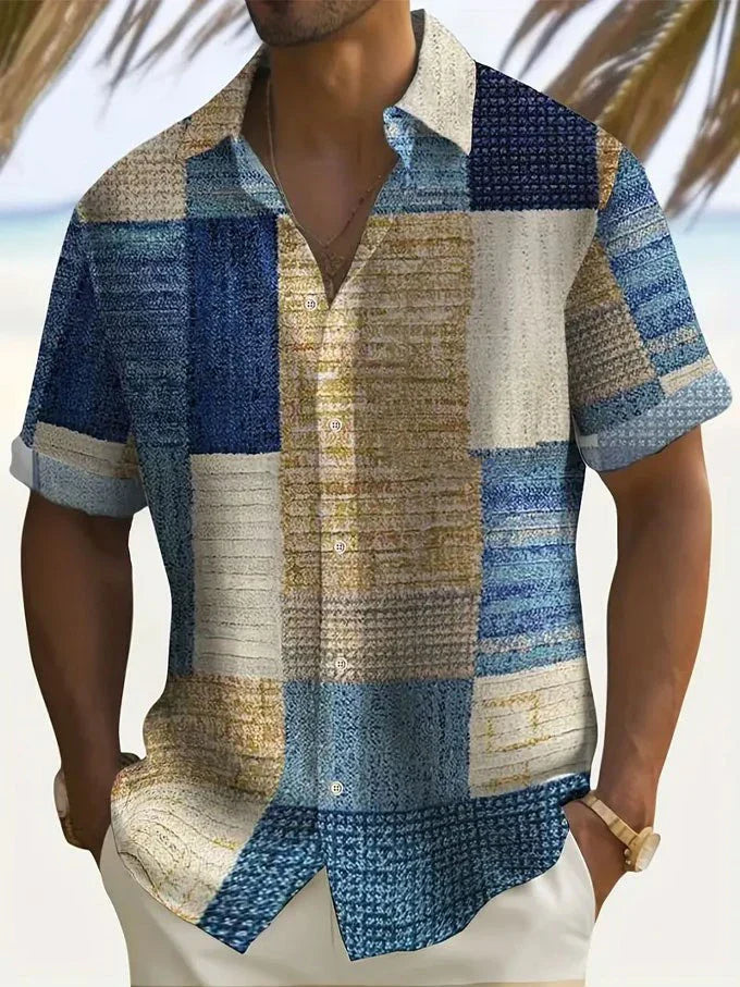 Herren Hemd mit Knopfleiste - Klassischer Schnitt - Blau