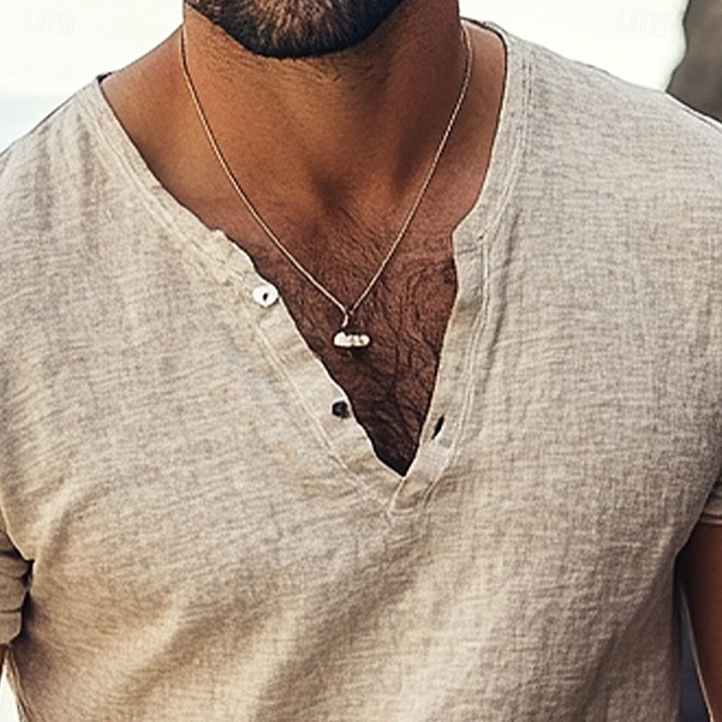 Herren Henley-Shirt Sommer - Lässige Passform