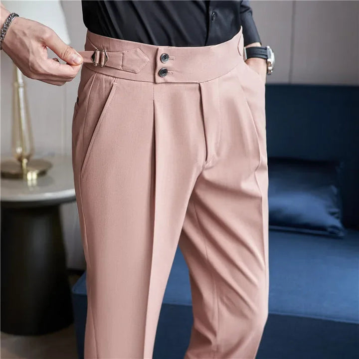 Herren Hochbund-Hose mit Doppelfalte - Elegante Schnittform - Rosa