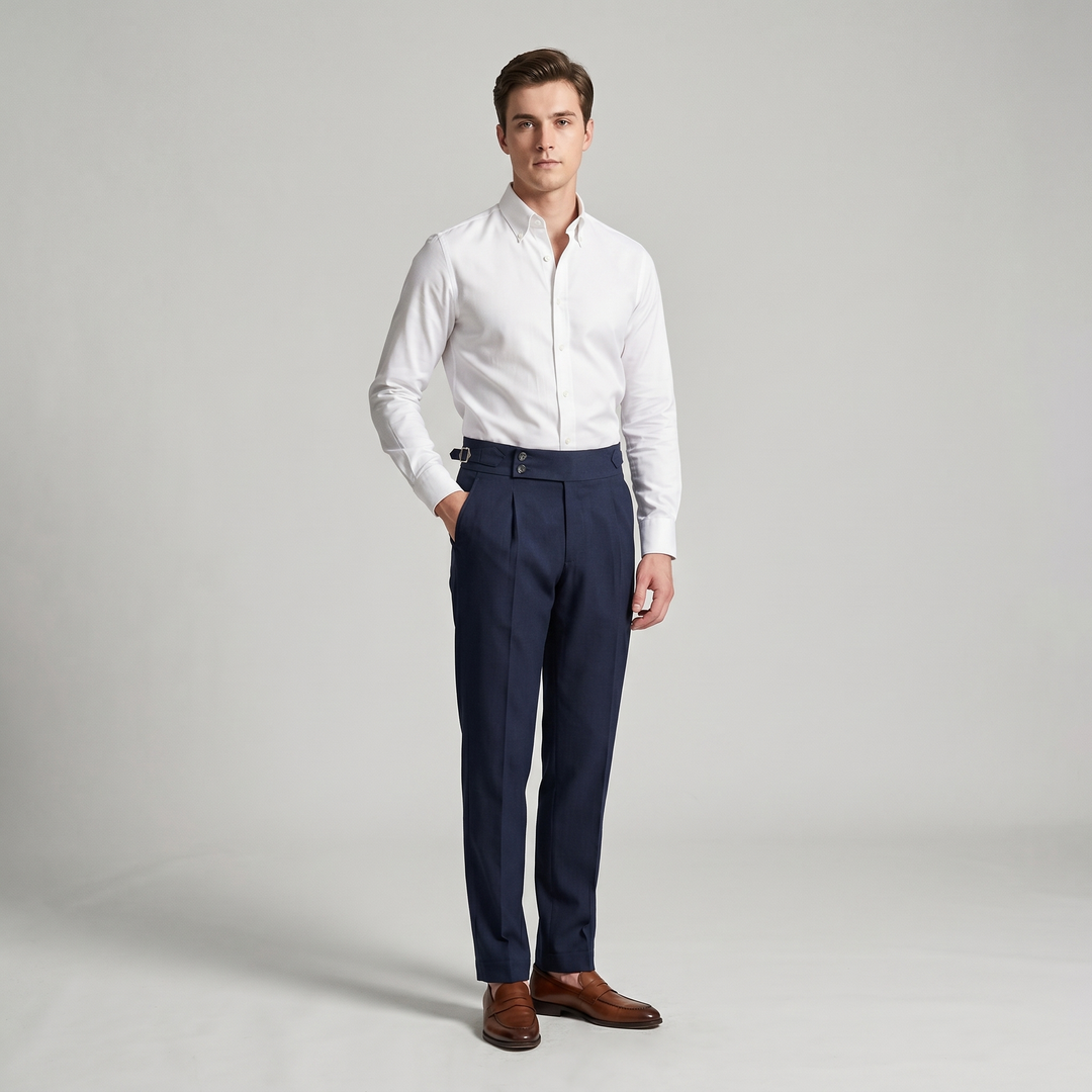 Herren Hochbund-Hose mit Doppelfalte - Elegante Schnittform