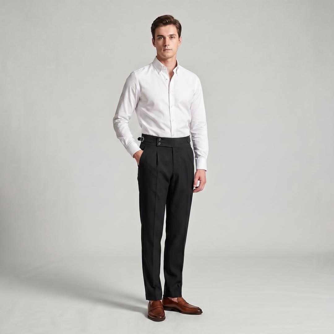 Herren Hochbund-Hose mit Doppelfalte - Elegante Schnittform