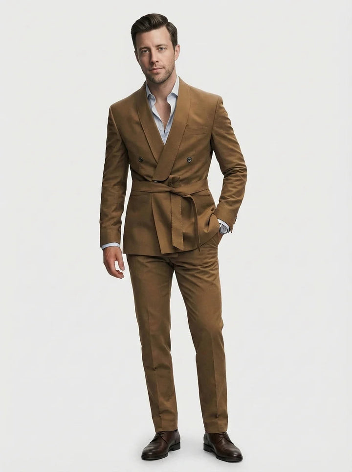Herren Hochzeitsanzug mit Gürtel - Slim Fit Dreiteiler