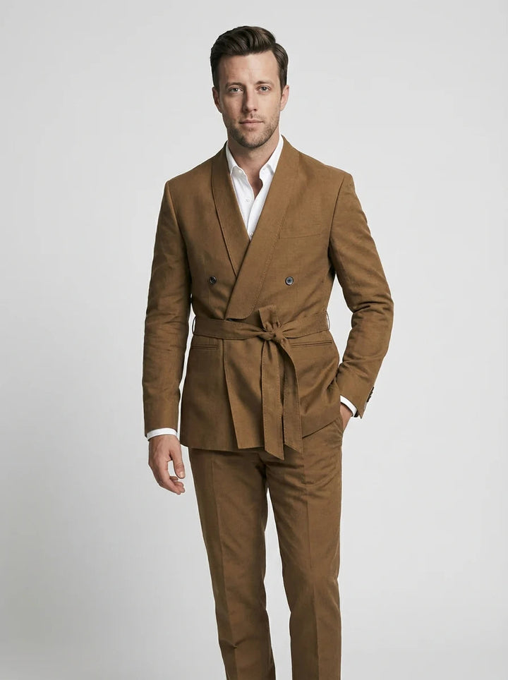 Herren Hochzeitsanzug mit Gürtel - Slim Fit Dreiteiler