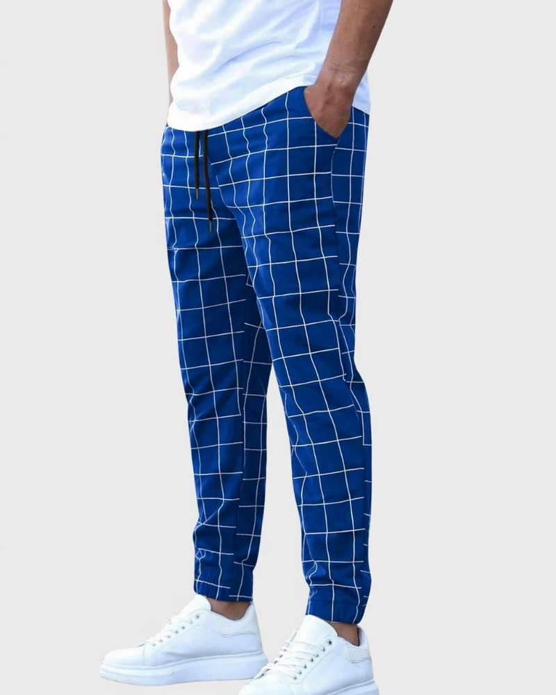 Herren Jogginghose mit Gittermuster - Moderne Passform - Blau