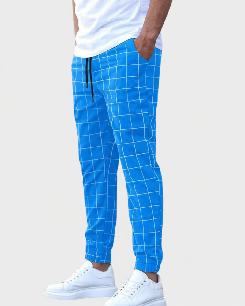 Herren Jogginghose mit Gittermuster - Moderne Passform - Hellblau