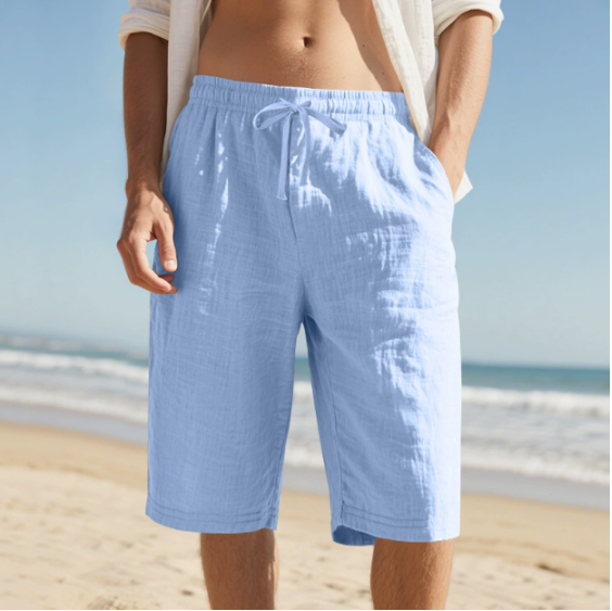 Herren Knie-Shorts mit Elastikbund - Lässiger Chino-Schnitt - Himmelblau