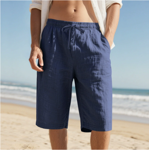Herren Knie-Shorts mit Elastikbund - Lässiger Chino-Schnitt - Marineblau