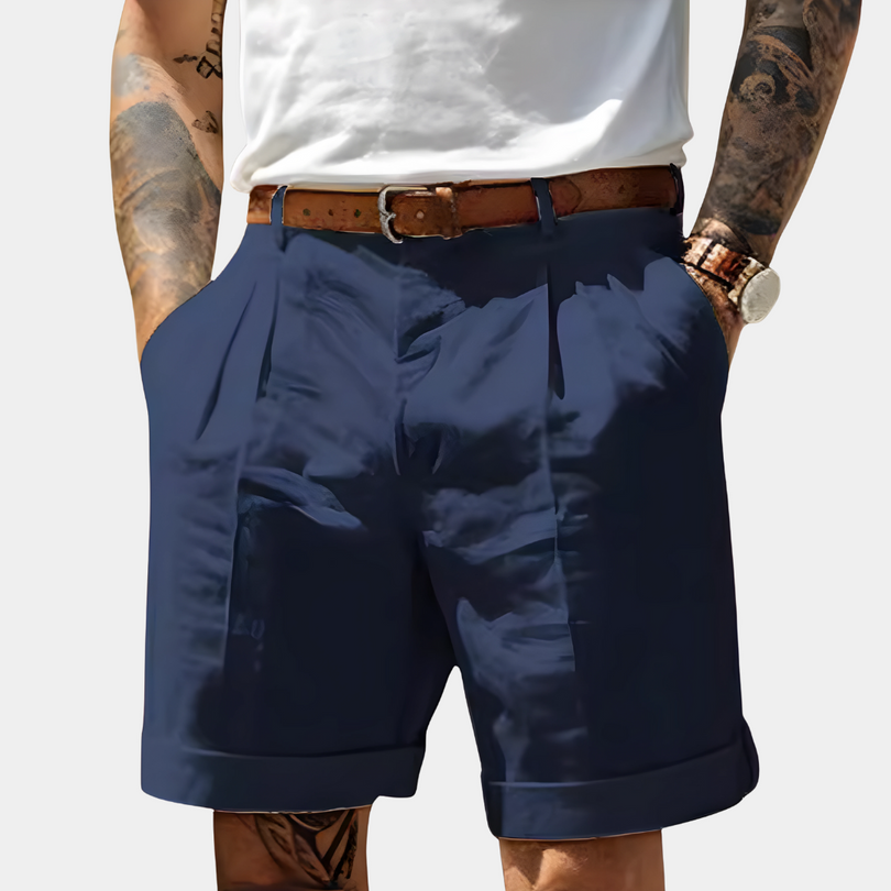 Herren Komfort-Shorts mit strukturiertem Design - Eleganter Alltag - Marineblau