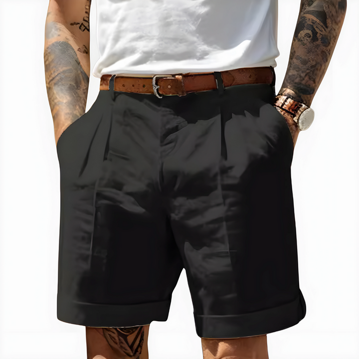 Herren Komfort-Shorts mit strukturiertem Design - Eleganter Alltag - Schwarz