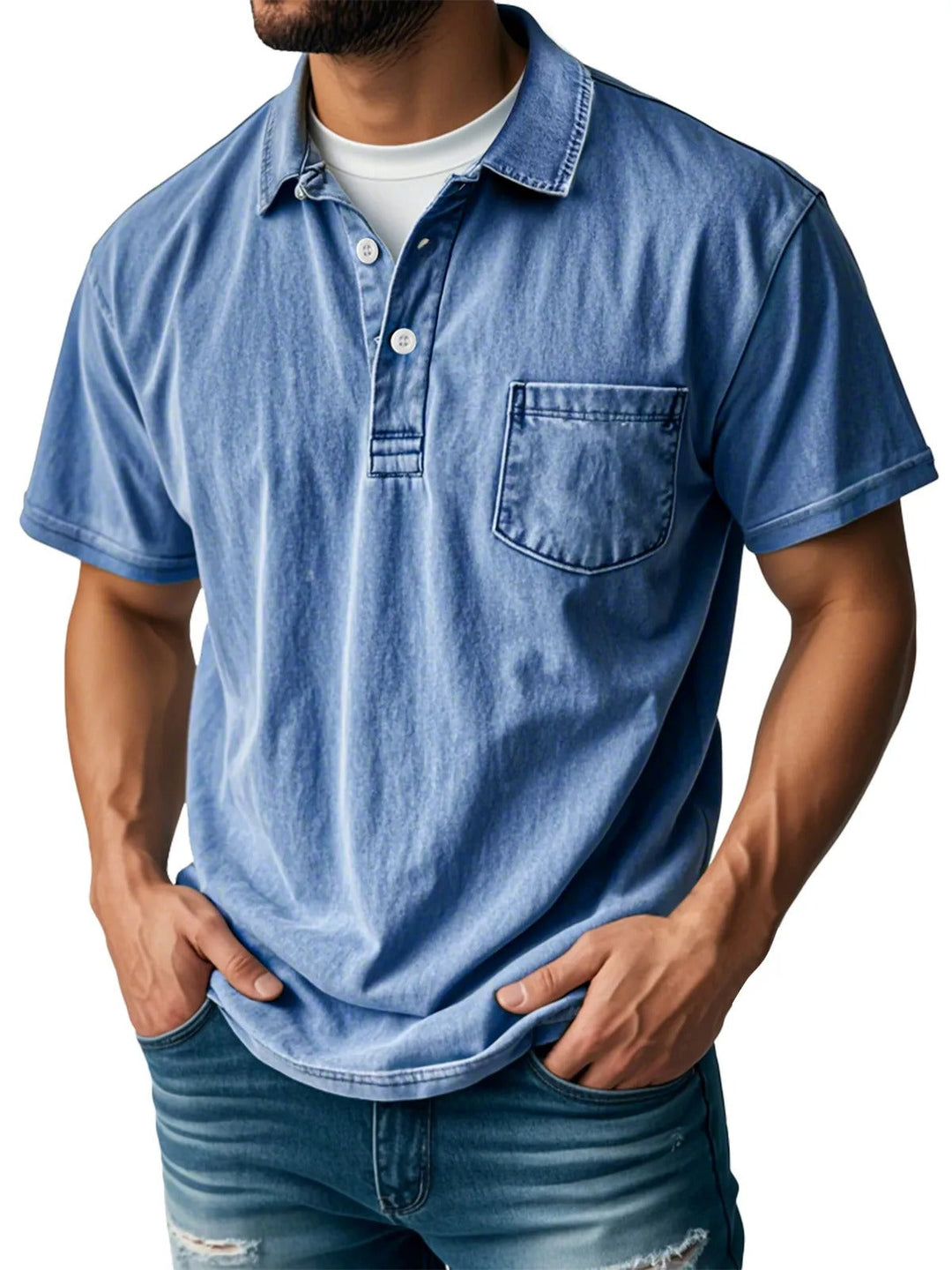 Herren Kurzarm-Poloshirt Donald - Klassischer Stil - Blau