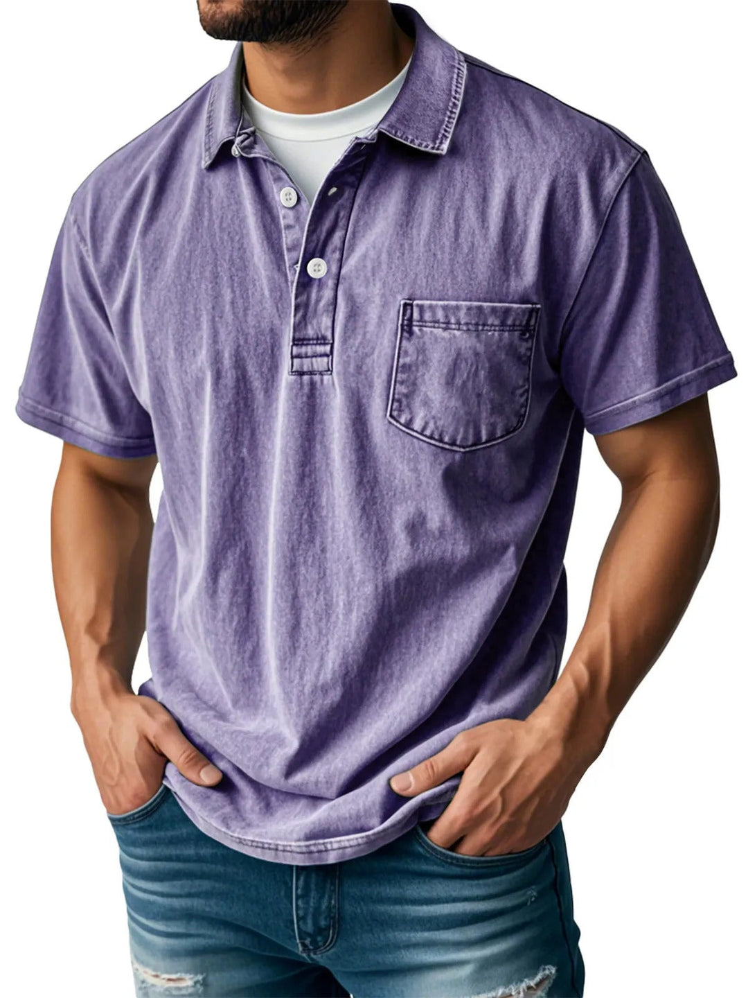 Herren Kurzarm-Poloshirt Donald - Klassischer Stil - Lila