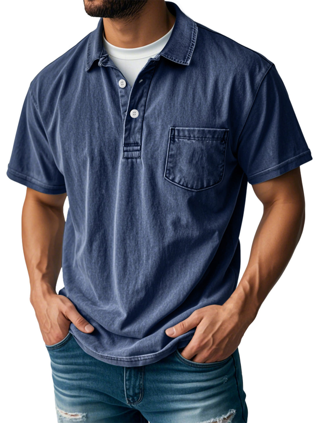 Herren Kurzarm-Poloshirt Donald - Klassischer Stil - Marineblau