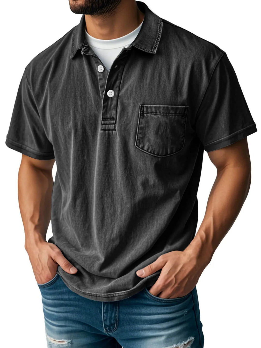 Herren Kurzarm-Poloshirt Donald - Klassischer Stil - Schwarz