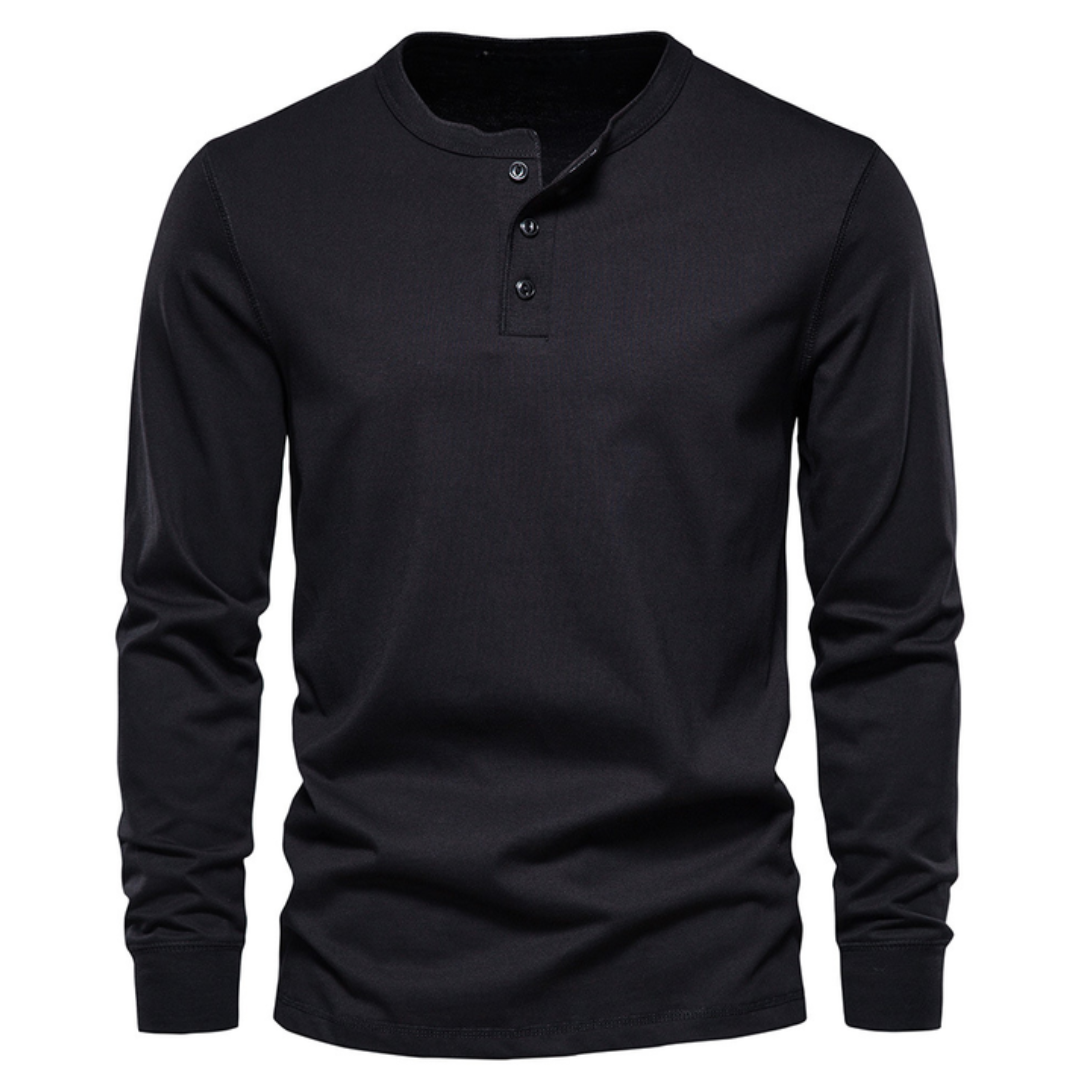 Herren Langarmhemd Klassisch - Elegante Passform - Schwarz