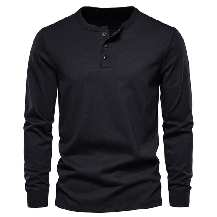 Herren Langarmhemd Klassisch - Elegante Passform - Schwarz