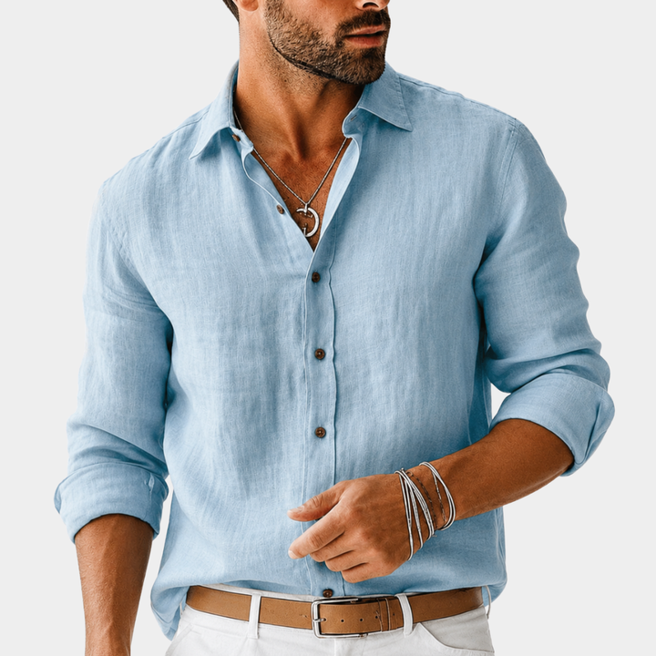 Herren Langarmhemd klassisch - Vielseitiges Basic - Blau