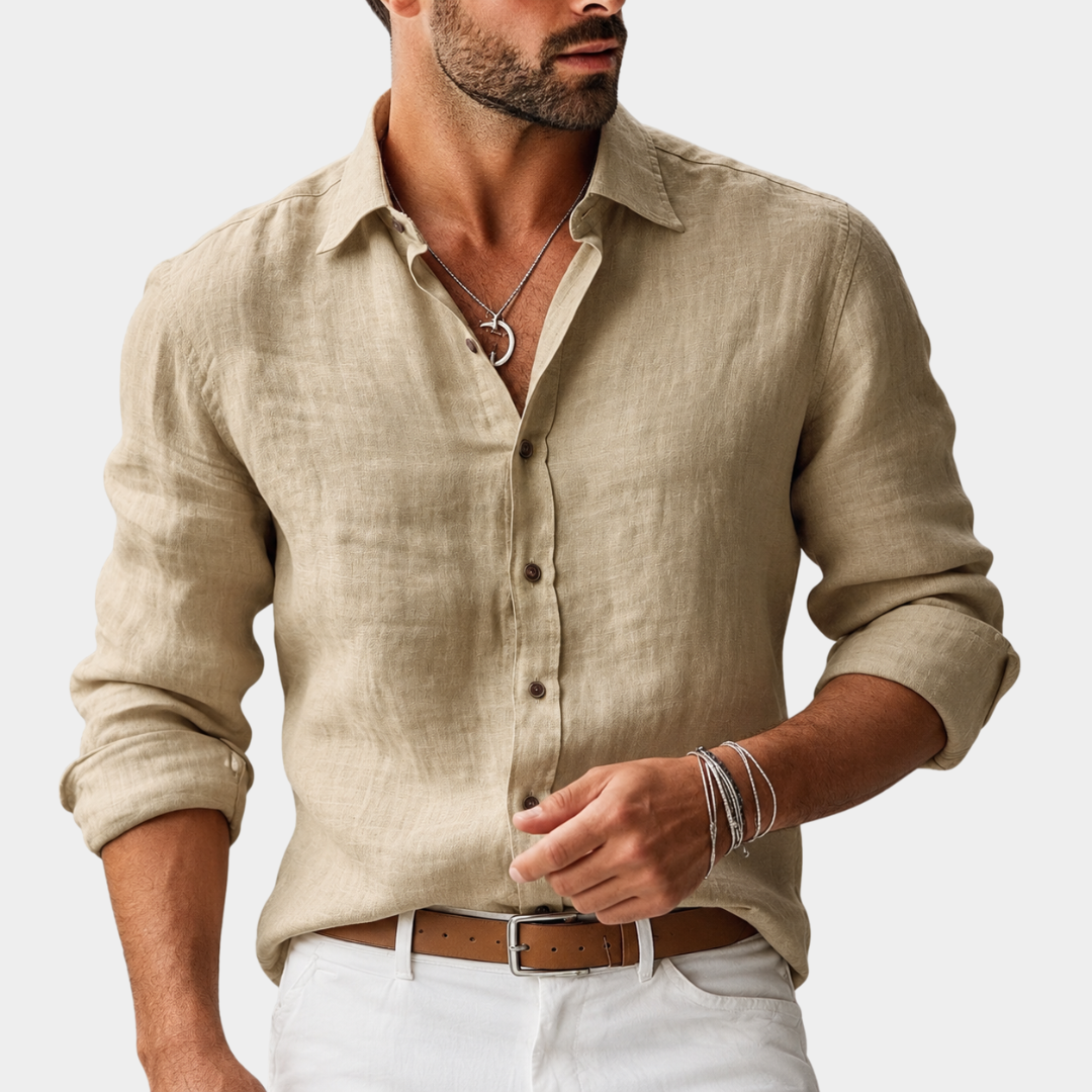 Herren Langarmhemd klassisch - Vielseitiges Basic - Khaki
