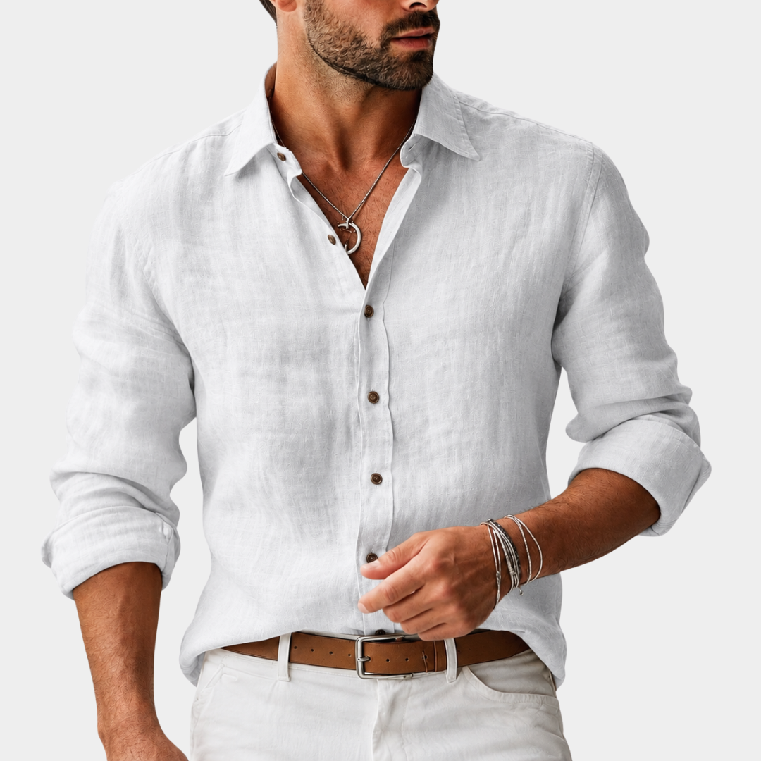 Herren Langarmhemd klassisch - Vielseitiges Basic - Weiß