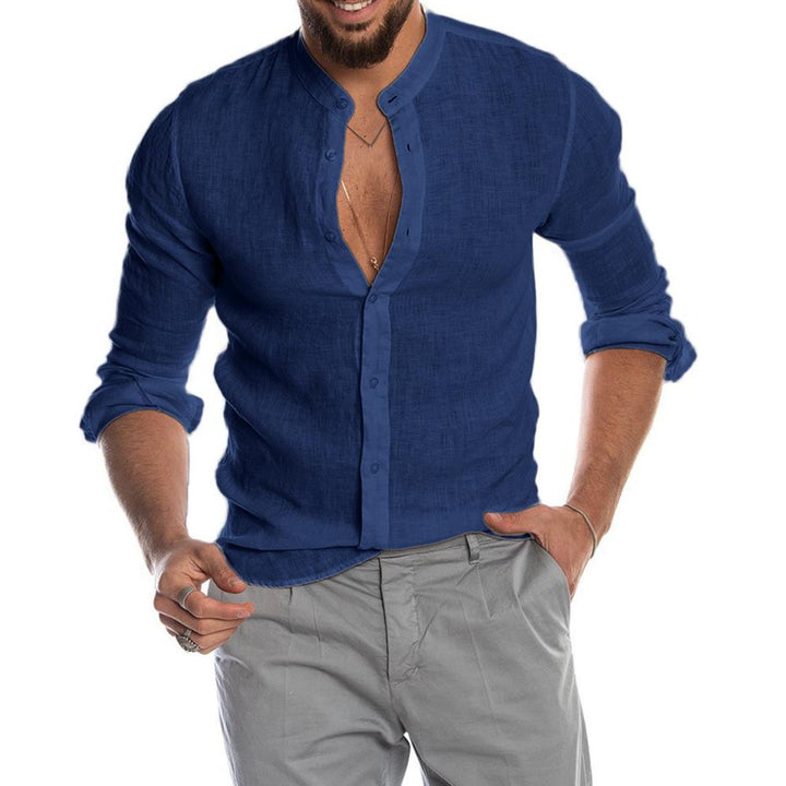Herren Langarmhemd Slim Fit - Klassischer Business Look - Dunkelblau