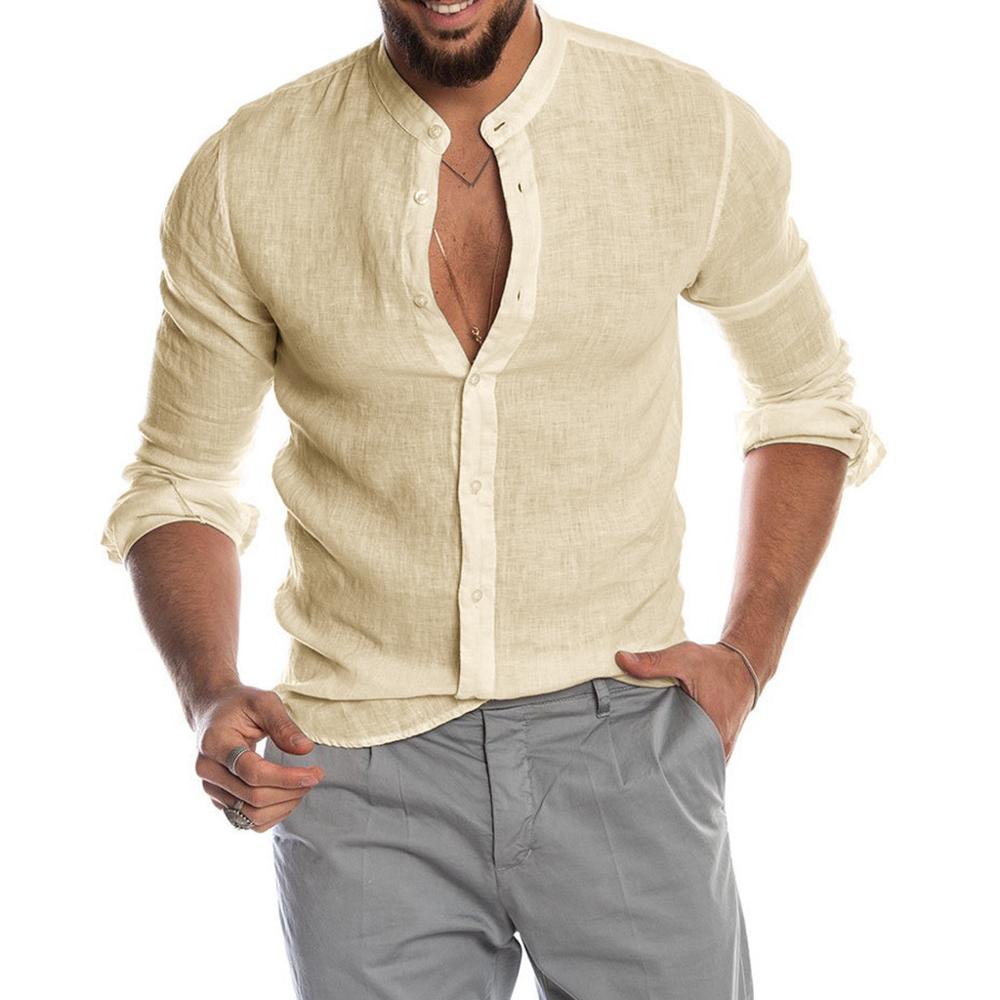 Herren Langarmhemd Slim Fit - Klassischer Business Look - Khaki