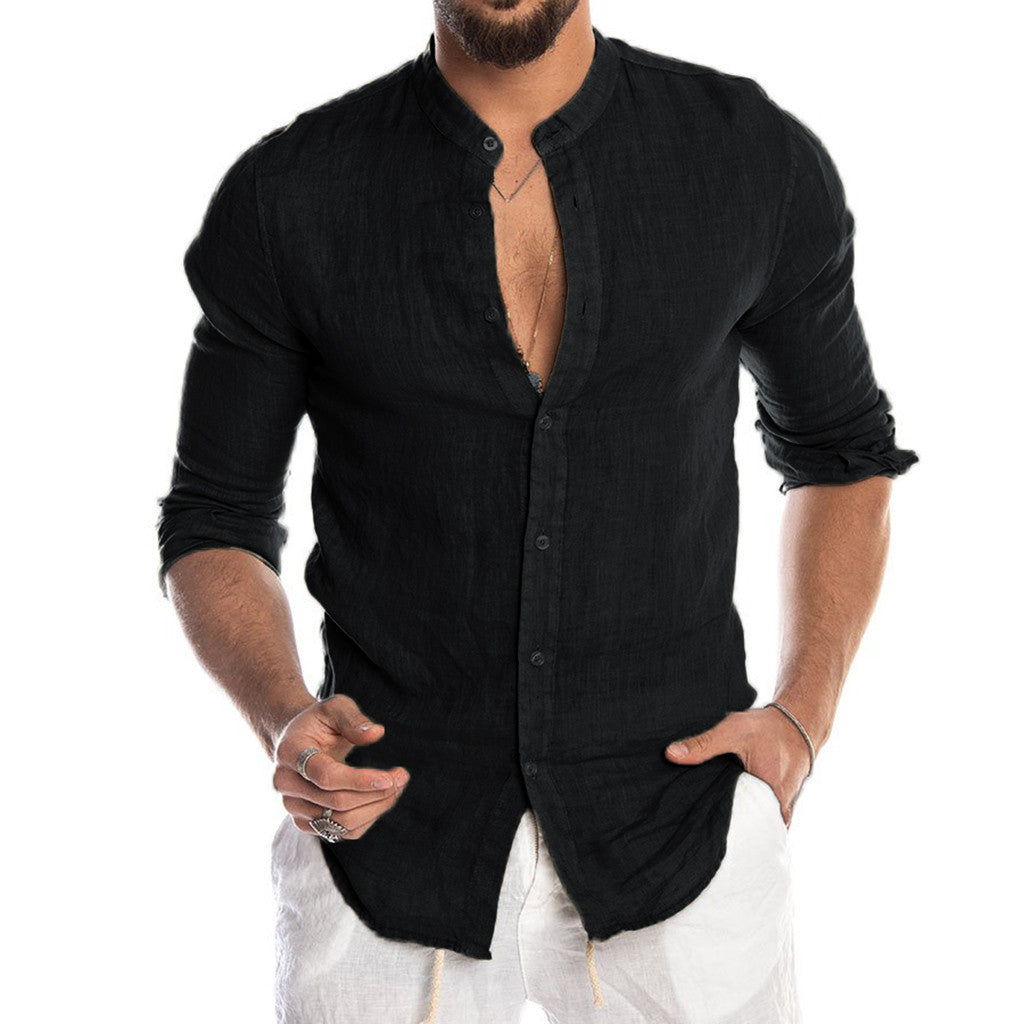 Herren Langarmhemd Slim Fit - Klassischer Business Look - Schwarz