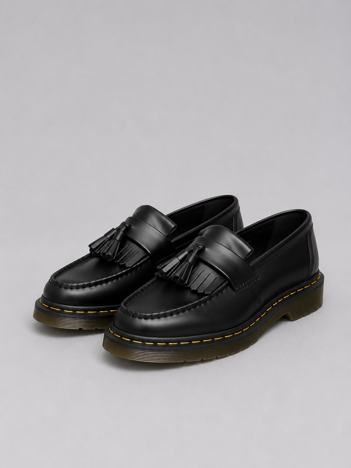 Herren Leder Loafer mit Quasten – Elegante Slip-On Schuhe - Schwarz