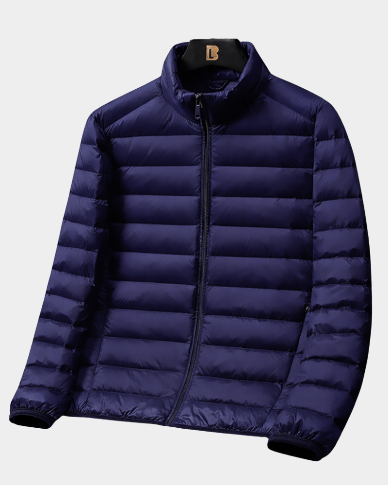 Herren leichte Daunenjacke - ultraleicht und packbar - Dunkelblau