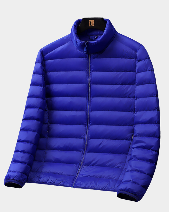 Herren leichte Daunenjacke - ultraleicht und packbar - Hellblau
