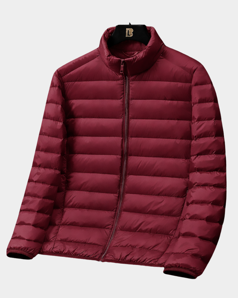 Herren leichte Daunenjacke - ultraleicht und packbar - Rot
