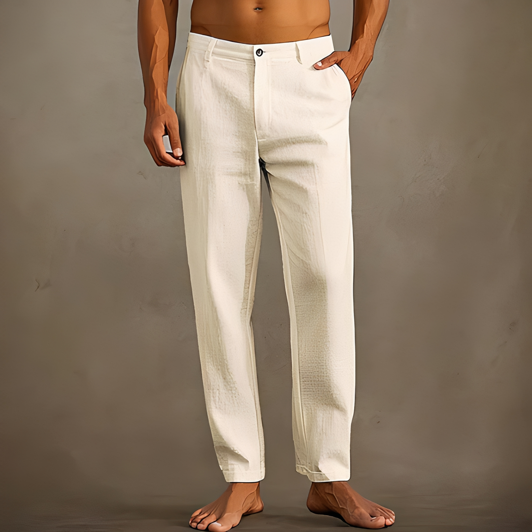 Herren leichte Sommerhose - eleganter Schnitt - Beige