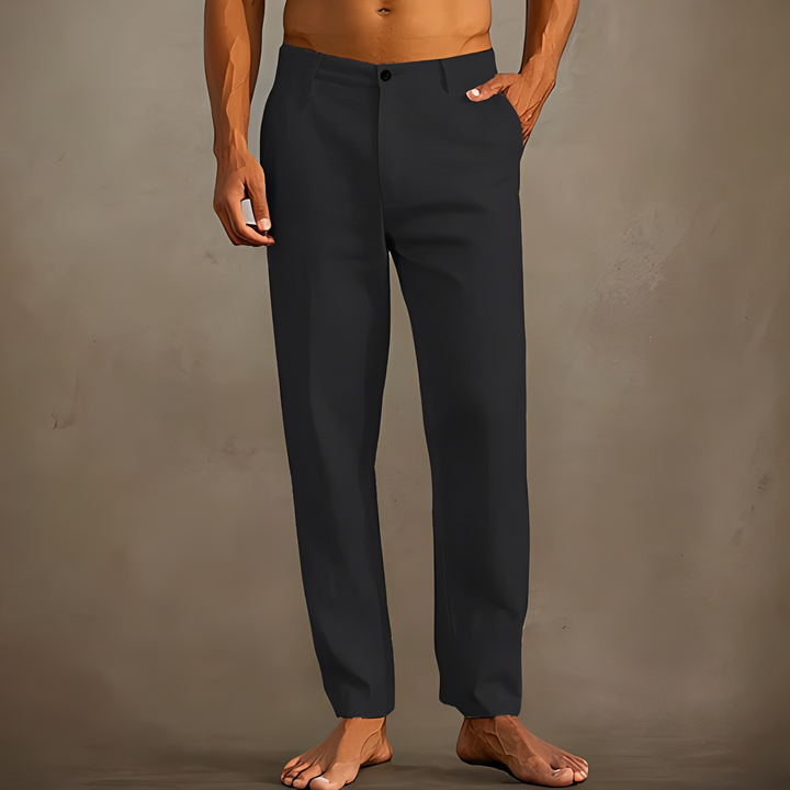 Herren leichte Sommerhose - eleganter Schnitt - Schwarz