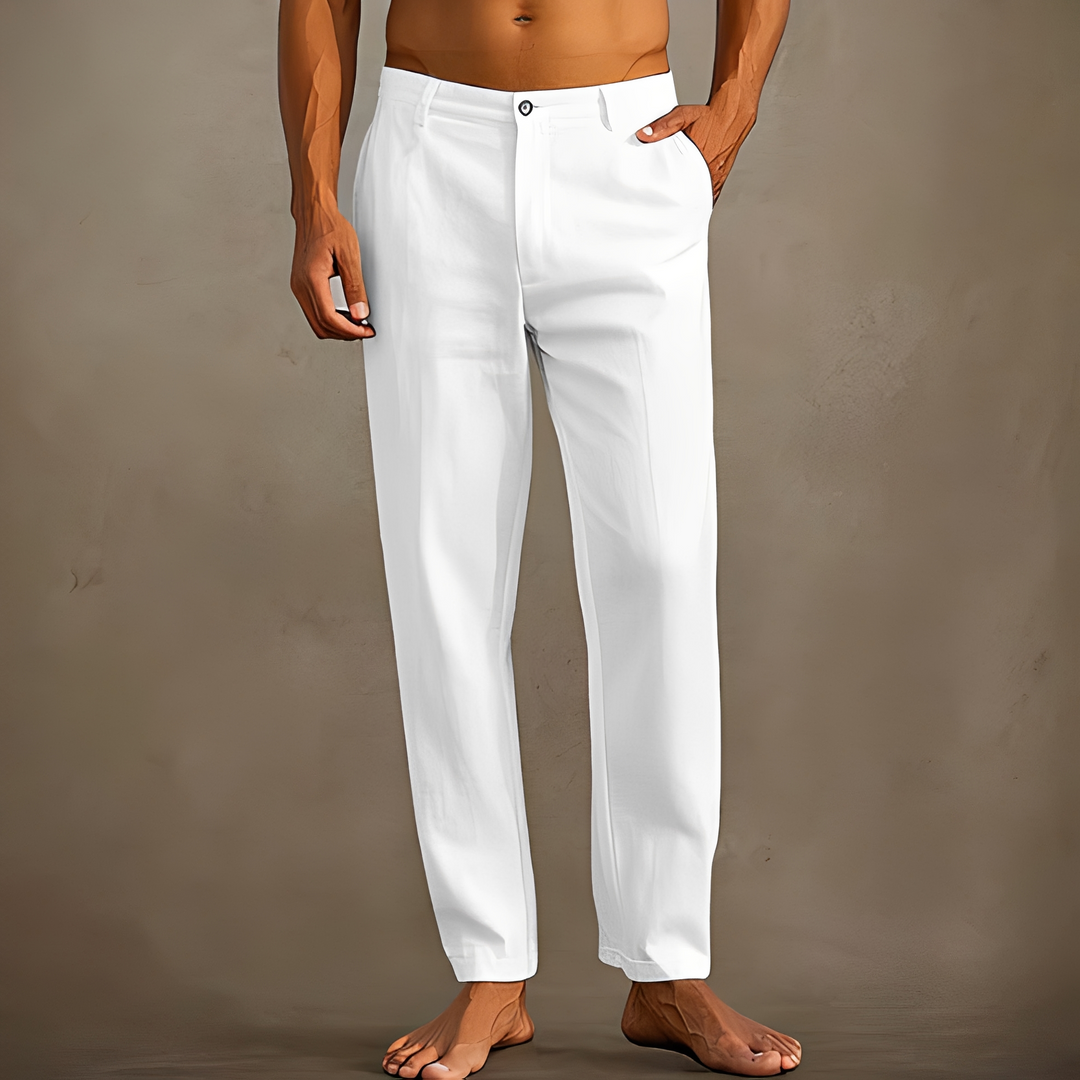 Herren leichte Sommerhose - eleganter Schnitt - Weiß