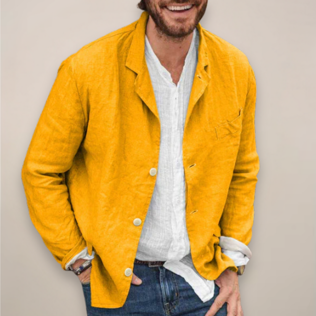 Herren Leichter Sommer Blazer - Entspannte Eleganz - Gelb
