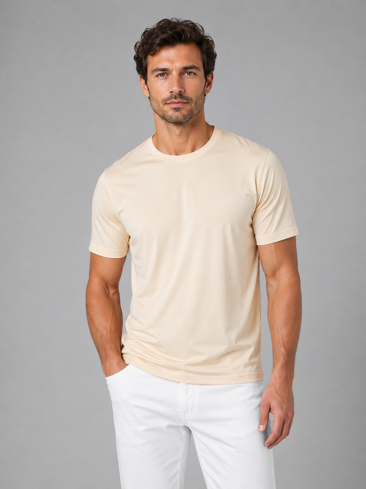 Herren Leichtes Kühl-T-Shirt – Atmungsaktiv &amp; Komfortabel - Beige