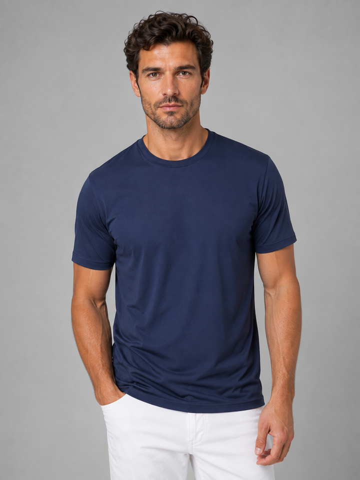 Herren Leichtes Kühl-T-Shirt – Atmungsaktiv &amp; Komfortabel - Marineblau