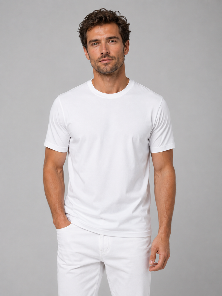 Herren Leichtes Kühl-T-Shirt – Atmungsaktiv &amp; Komfortabel - Weiß