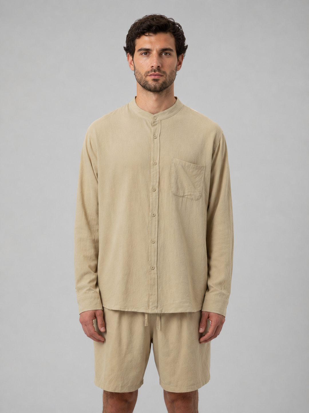 Herren Leinen-Look Hemd und Shorts Set – Entspannter Sommerlook
