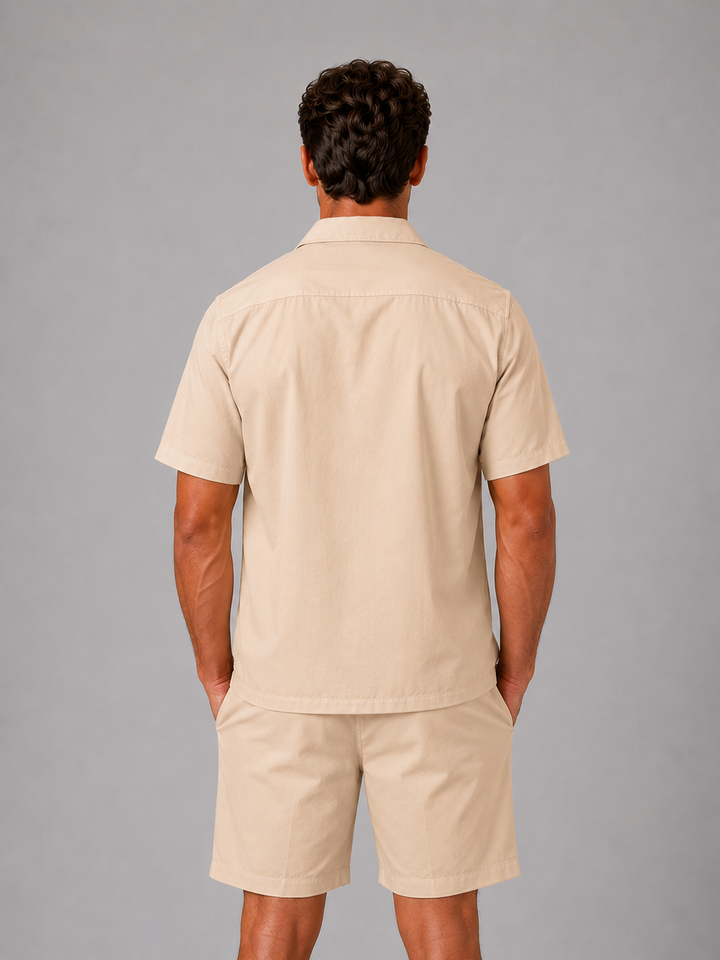 Herren Leinen-Look Set - Hemd &amp; Shorts Sommerkollektion