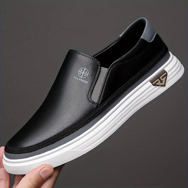 Herren Loafers | Slip-On & Dekorative Nähte | Antirutsch Gummisohle | Weiß mit Braunen & Goldenen Akzenten