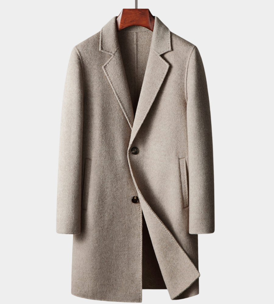 Herren Minimalistischer Mantel - Elegante Layering-Lösung - Dunkles Kamel